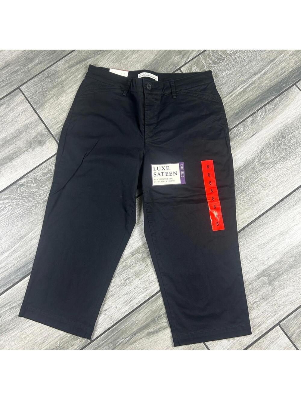 Gloria Vanderbilt Luxe Sateen Women’s Black Capris NWT Stretch Slim Fit Pants